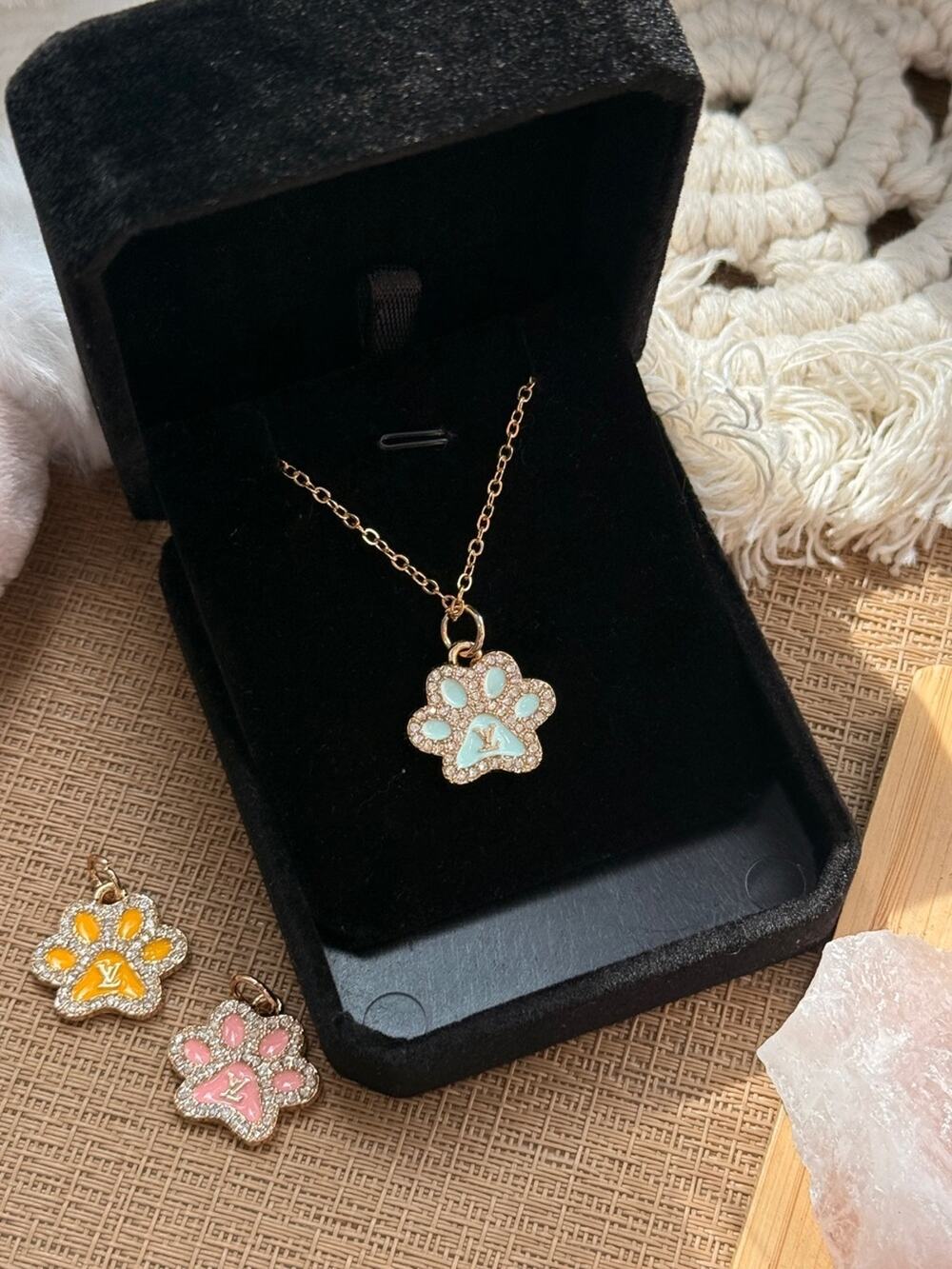 ONLY 1! Vintage Paw LV logo Upcycled Necklace